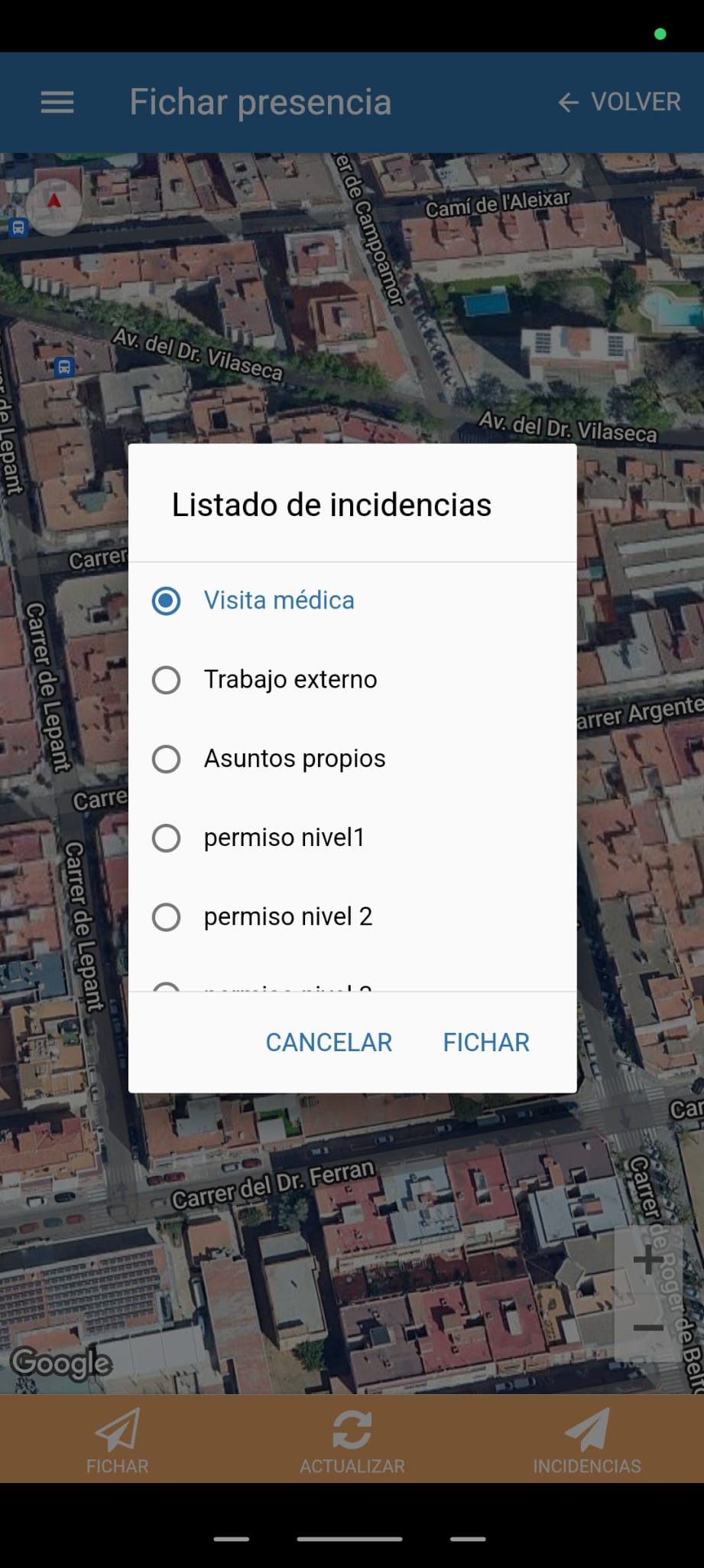 App para fichar desde el móvil